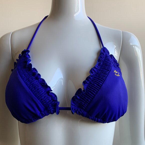 billabong solid deep blue ruffle top bikini - Picture 4 of 8